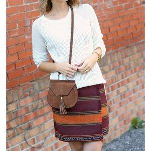 LOFT Stripe Fringe Blanket Wrap Skirt